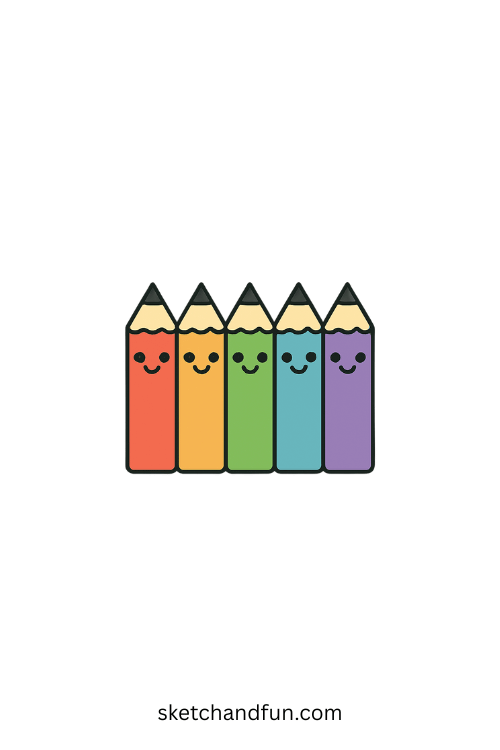 Welcome Back To School Drawing Easy, Rainbow Pencil Set