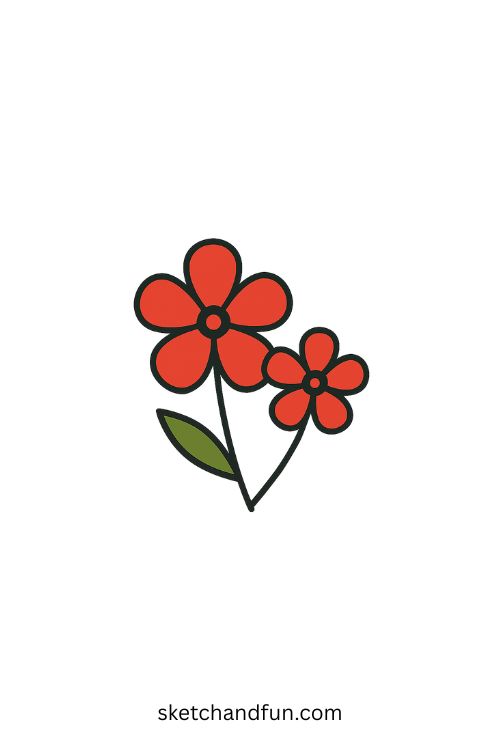 Cute Flower Drawings, Red Flowers