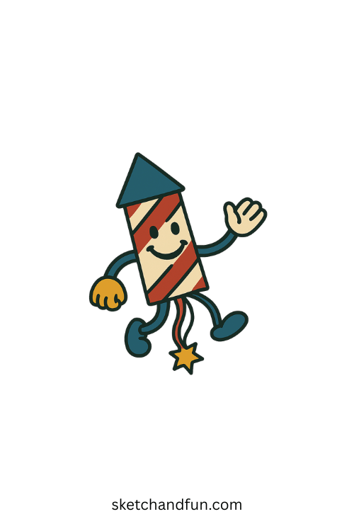 Cute Fourth of July Art, Rocket Firework Buddy