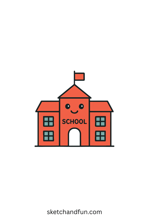 Back To School Drawing Ideas For Kids, School Building