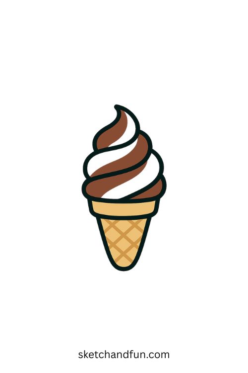 Soft Serve Swirl Cone Ice Cream Drawing