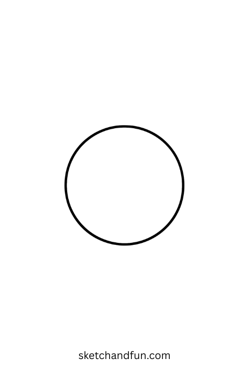 How to draw a monkey step 1 – start with a large circle in the center of the page to form the monkey’s head, simple cartoon drawing for beginners
