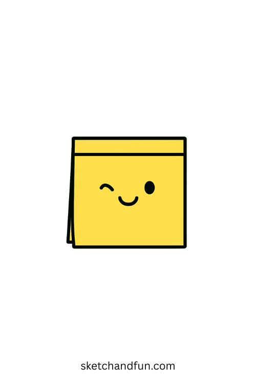 Back To School Drawing Easy For Kids, Sticky Note Smile