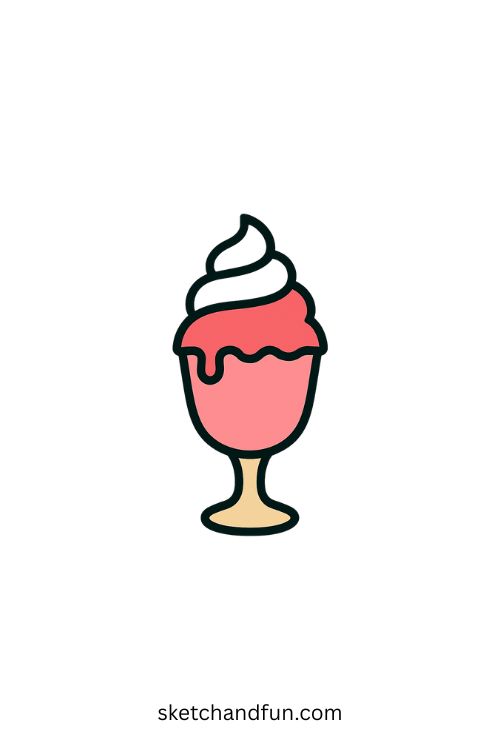 Strawberry Ice Cream Sundae Drawing