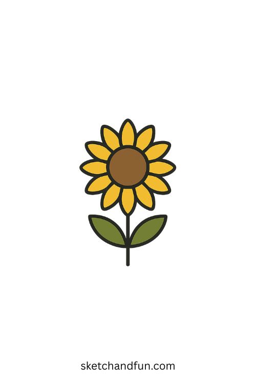 Easy Sunflower Drawing