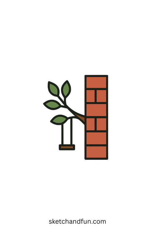 Tree Branch Peeking out from Wall Drawing
