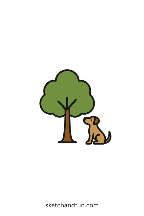 Tree and Dog Drawing