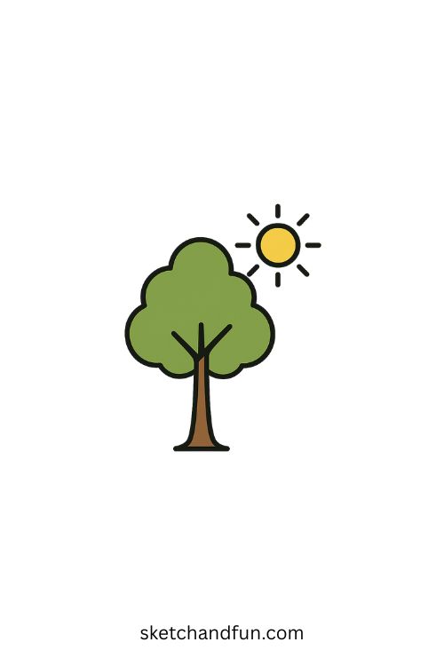 Tree and Sun Drawing