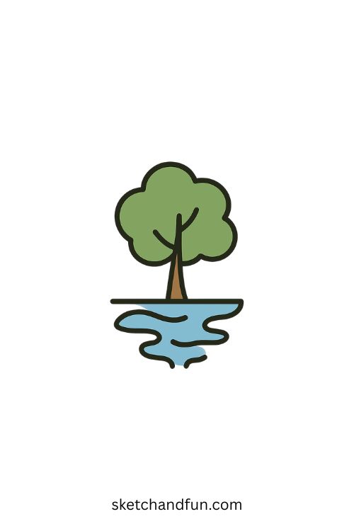 Tree by the Water Drawing