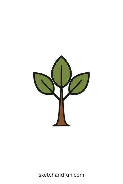 Tree Drawing Ideas, Tree with Big Leaves Drawing