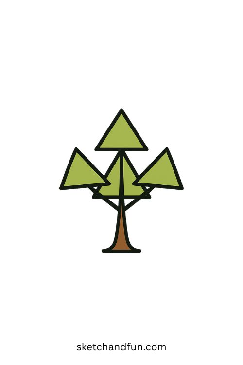 Tree with Triangle-Shaped Leaves Drawing
