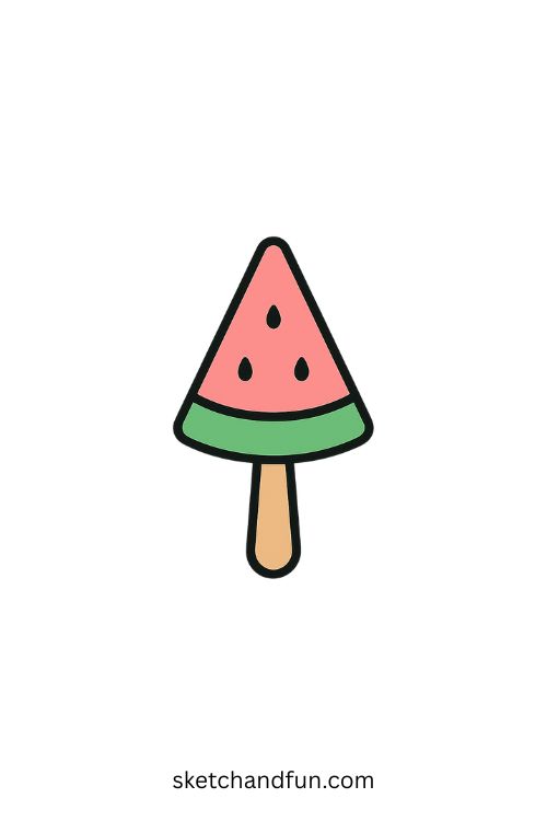 Watermelon Popsicle Ice Cream Drawing