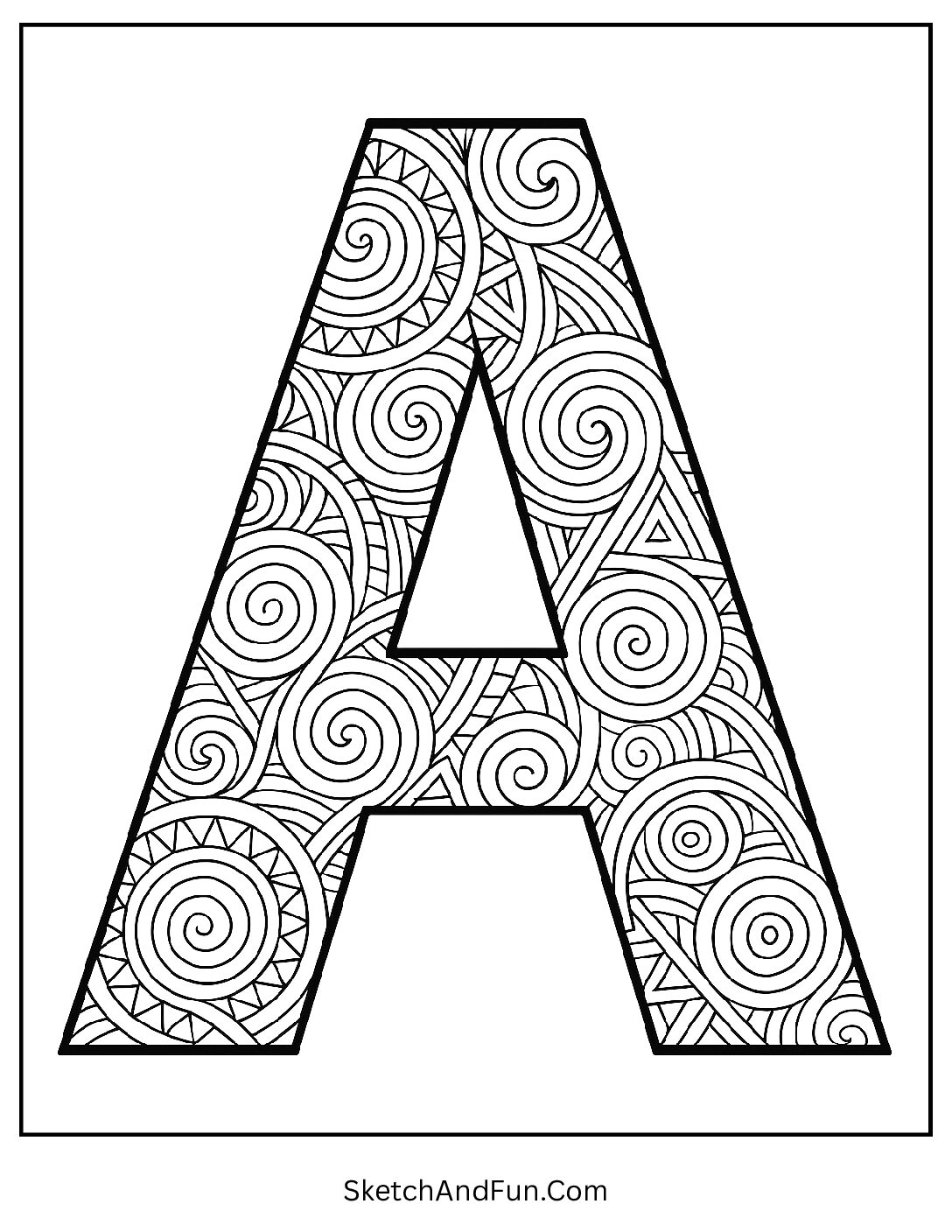 Abstract Art – Letter A Coloring Page pdf