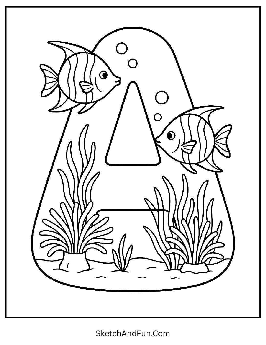 Aquarium World – Letter A Coloring Page pdf