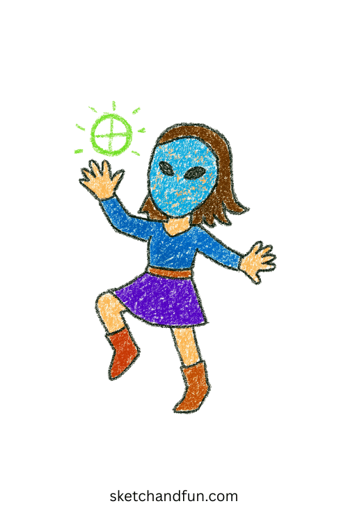 Sparkly masked K-pop dancer casting spells โ unique anime idol hunter illustration