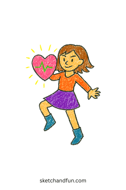 K-pop dancer with glowing heart monitor shield โ protective spirit hunter art idea