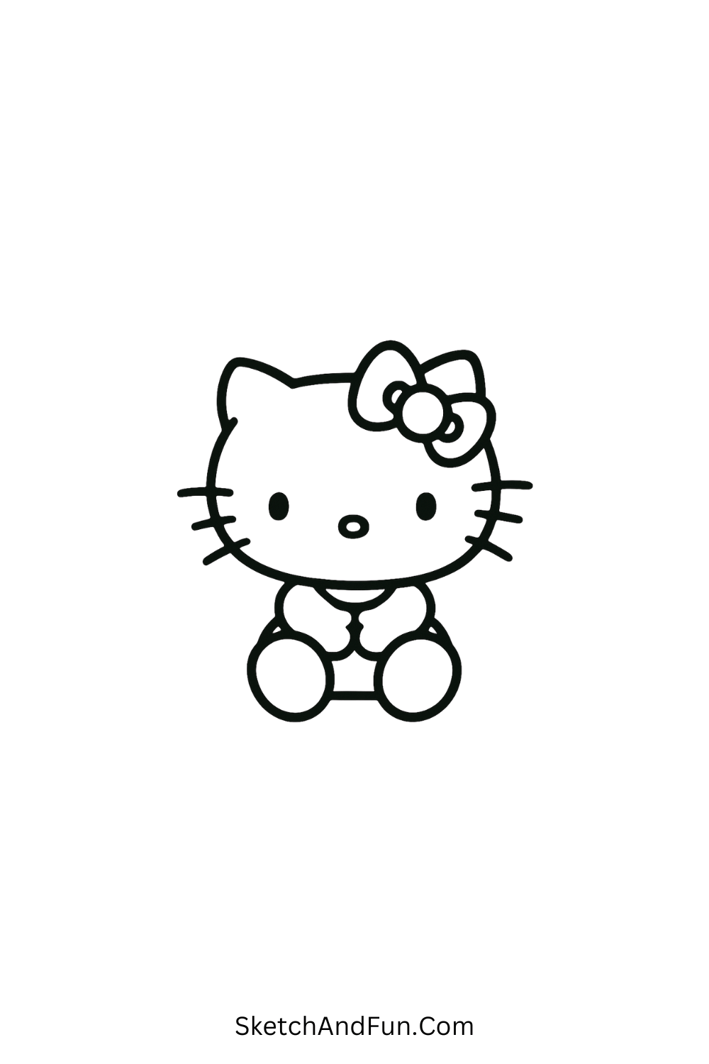 Calm Hello Kitty sitting pose – minimal Hello Kitty art for toddlers and young kids