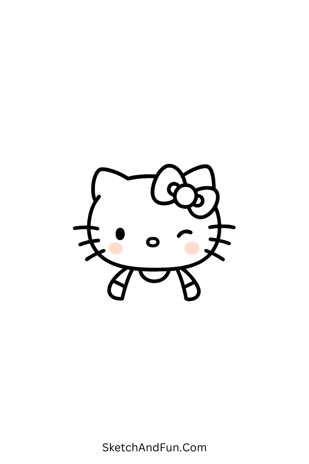 Playful Hello Kitty winking face with bow – fun cartoon-style drawing for Hello Kitty fans