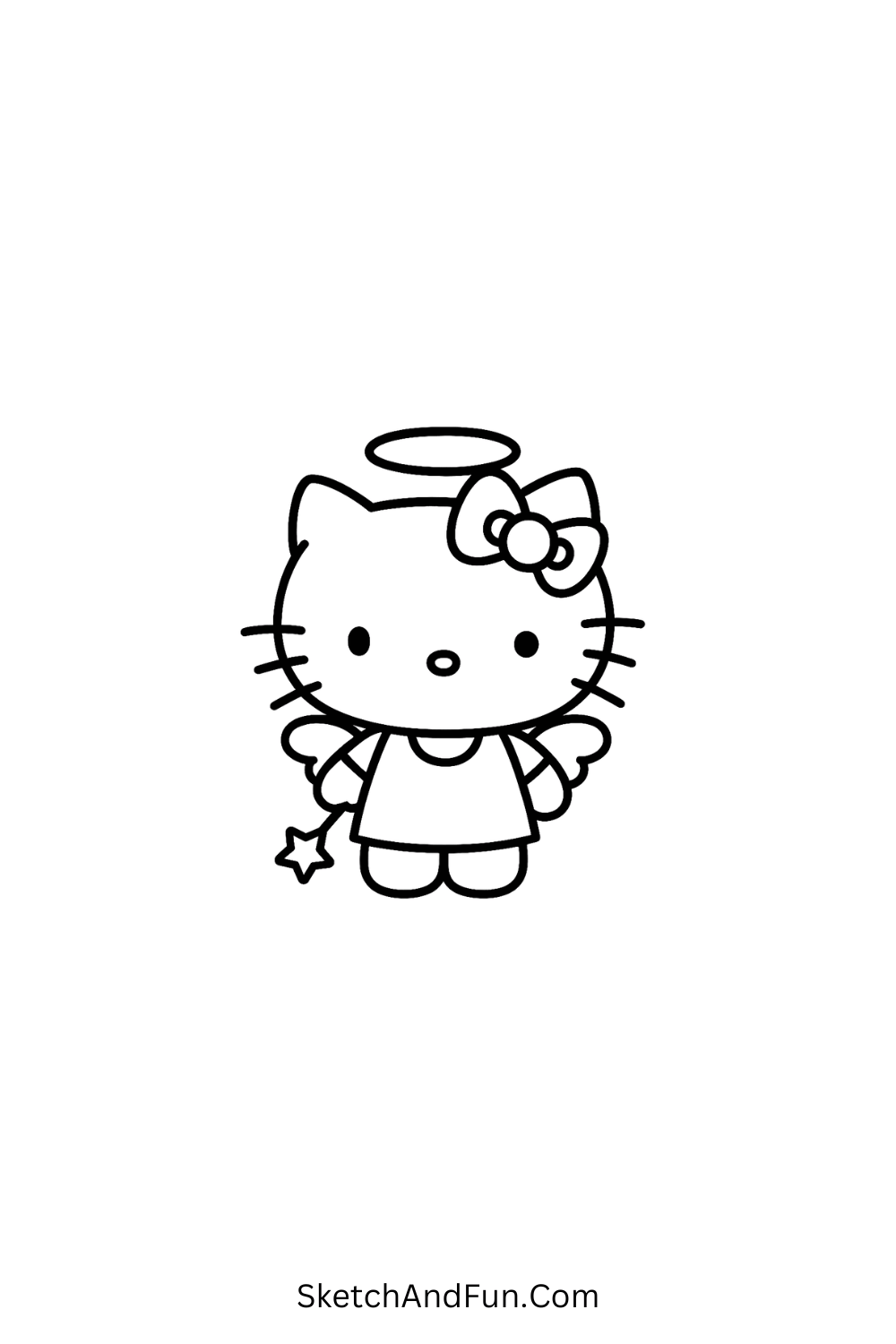 Angel Hello Kitty with wings and halo – heavenly kawaii art for kids and fans