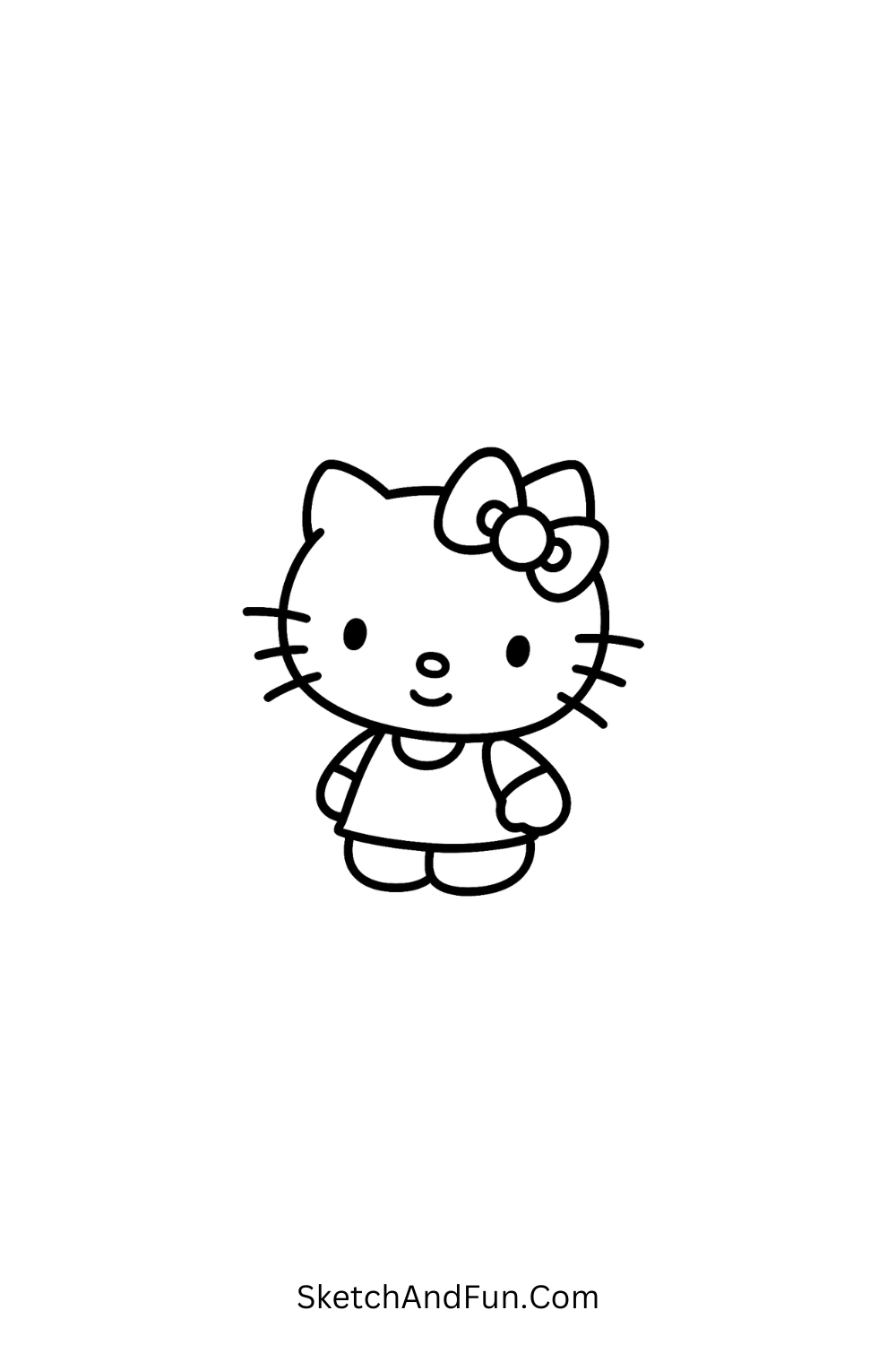 Cute Hello Kitty with tilted head – simple and expressive Hello Kitty facial drawing