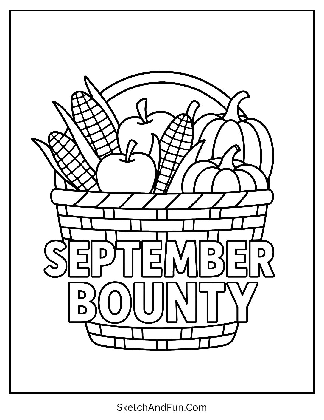 September Harvest Basket Coloring Page 1 pdf