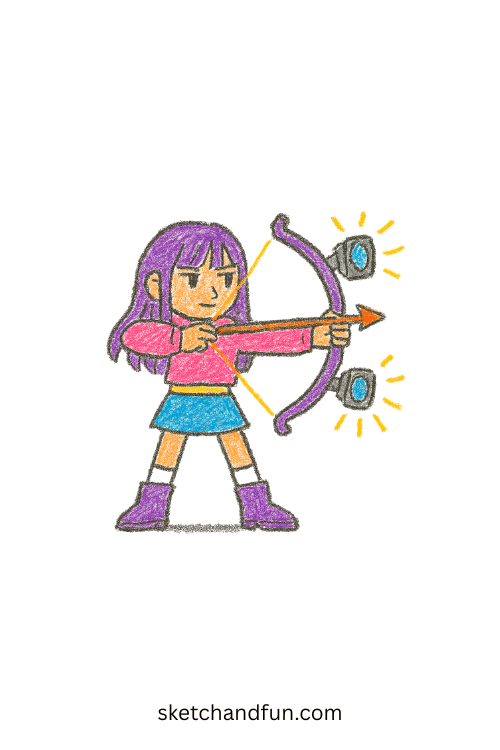 K-pop archer with bow made of stage lights โ dynamic demon slayer character drawing