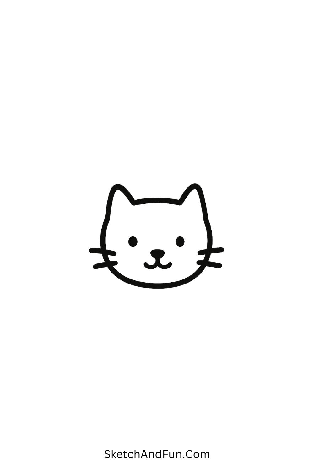 Minimal doodle drawing of a tiny cat face with whiskers and a small nose, perfect simple cartoon doodle for kids