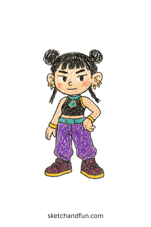 Zoey, Cute Easy K-Pop Demon Hunters Drawing