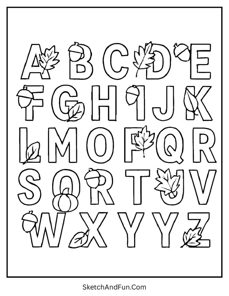 Autumn Alphabet Fun Fall Coloring Page 1 pdf