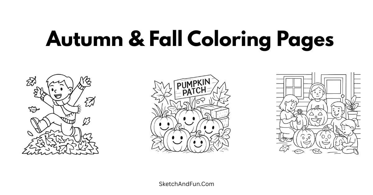 Autumn and Fall Coloring Pages For Kids