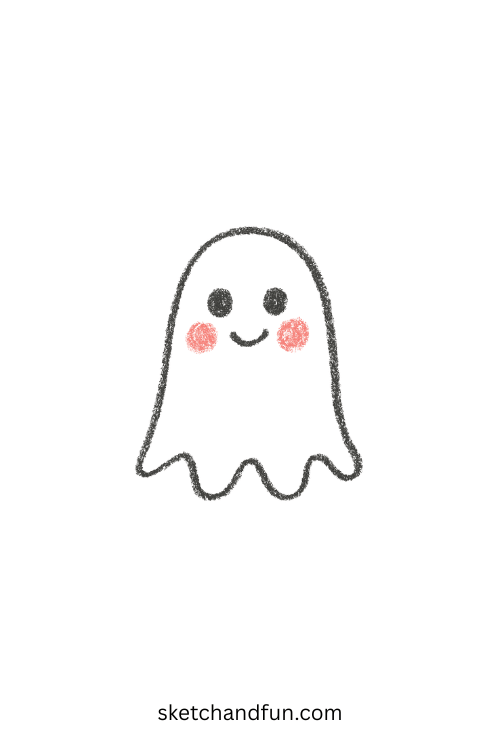 Shy ghost with rosy cheeks, sweet choice for ghost drawing for kids
