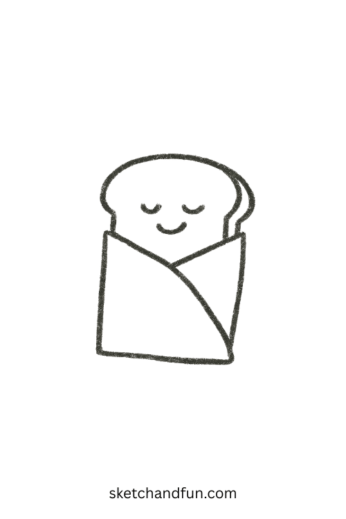 Slice of bread tucked under napkin with teddy โ classic example of goofy meme drawings
