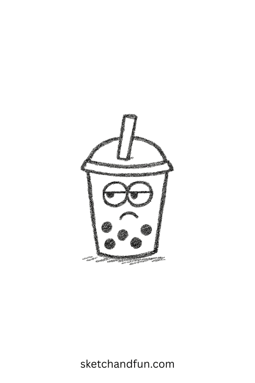 Bubble tea rolling eyes with sass โ one of the most creative goofy drawing ideas with drinks