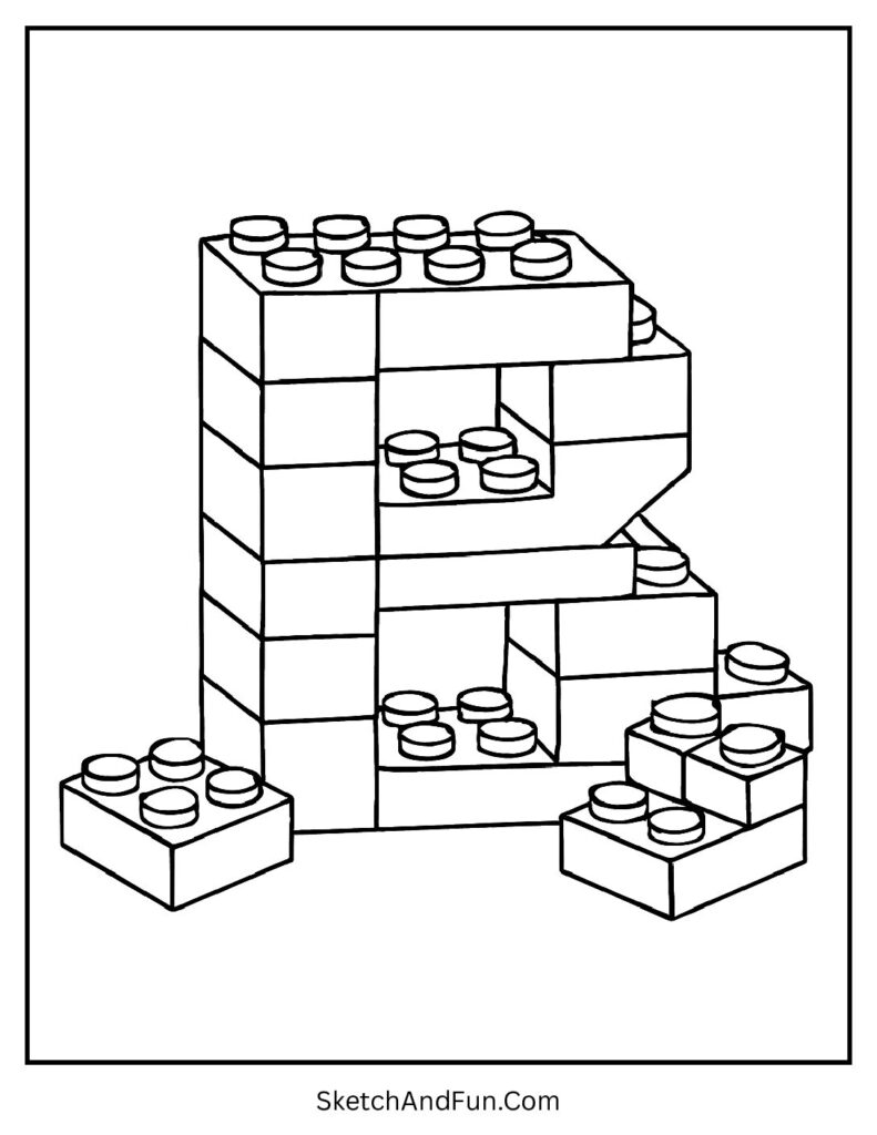Blocks forming a bold B shape – uppercase and lowercase letter b coloring sheet.