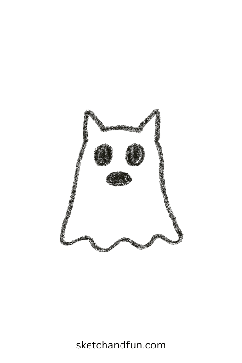 Ghost with cat ears, perfect for cute and scary ghost face drawing