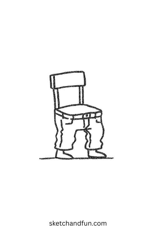 Chair awkwardly wearing jeans, perfect goofy ahh digital art idea
