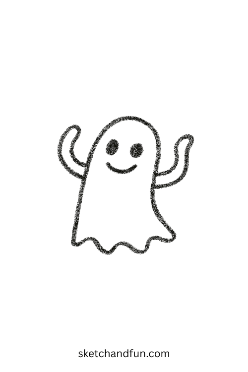 Twirling ghost mid-spin, joyful ghost doodle cute art