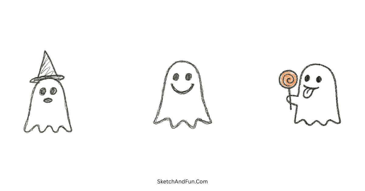 Easy Cute Ghost Drawing Ideas For Kids