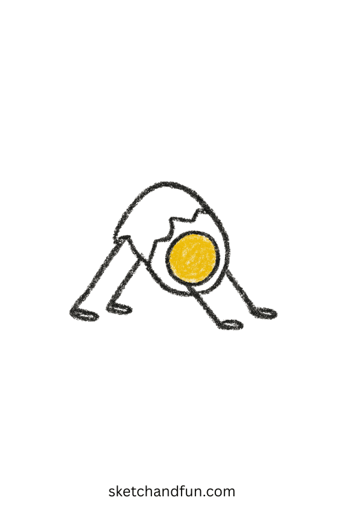 Egg doing yoga poses calmly, goofy ahh face meme drawing