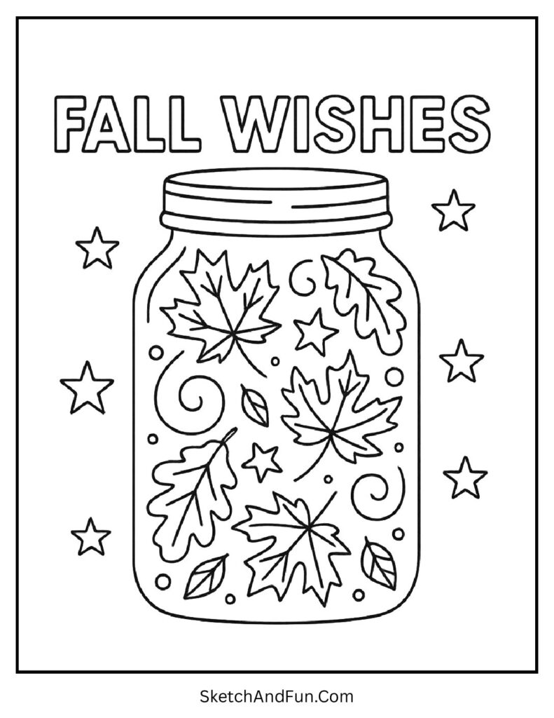 Fall Wishes in a Jar Coloring Page 1 pdf