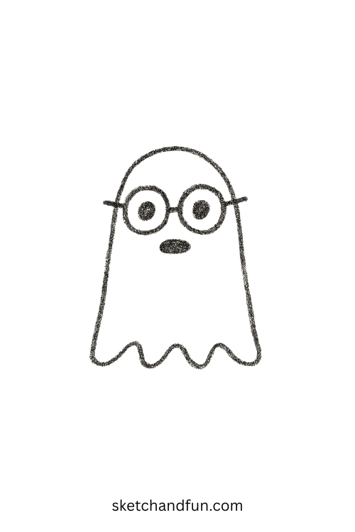 Nerdy ghost with glasses, great for funny ghost drawing series