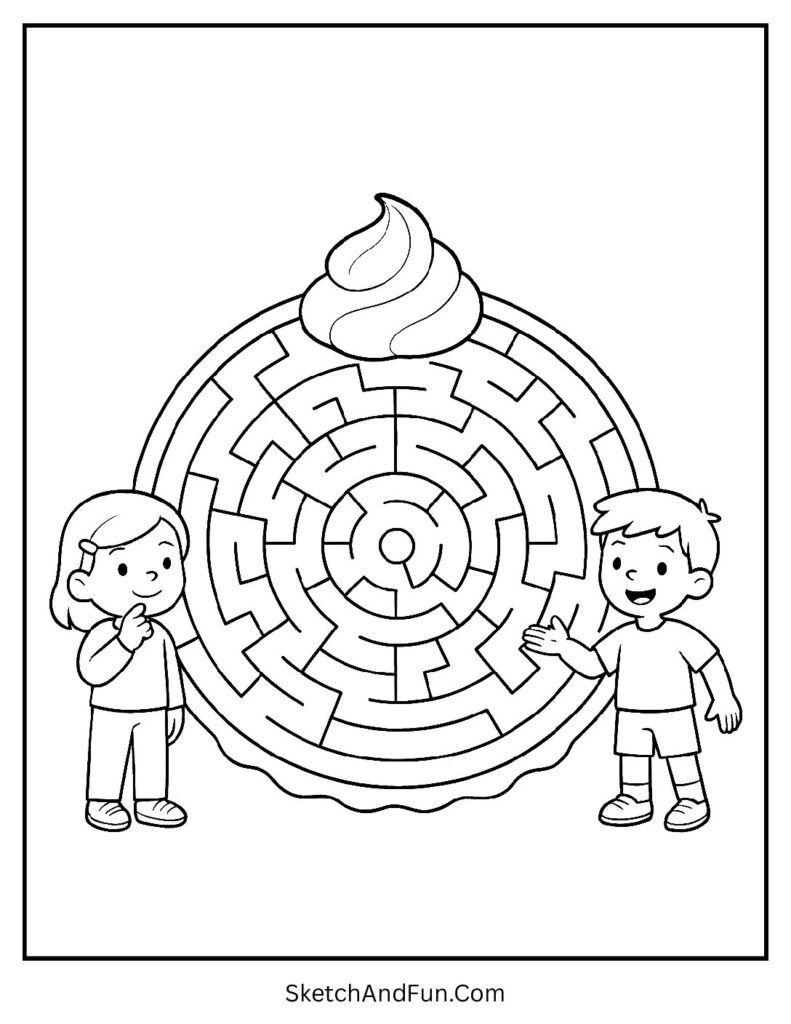 Pie slice maze for thanksgiving coloring pages printable pack.