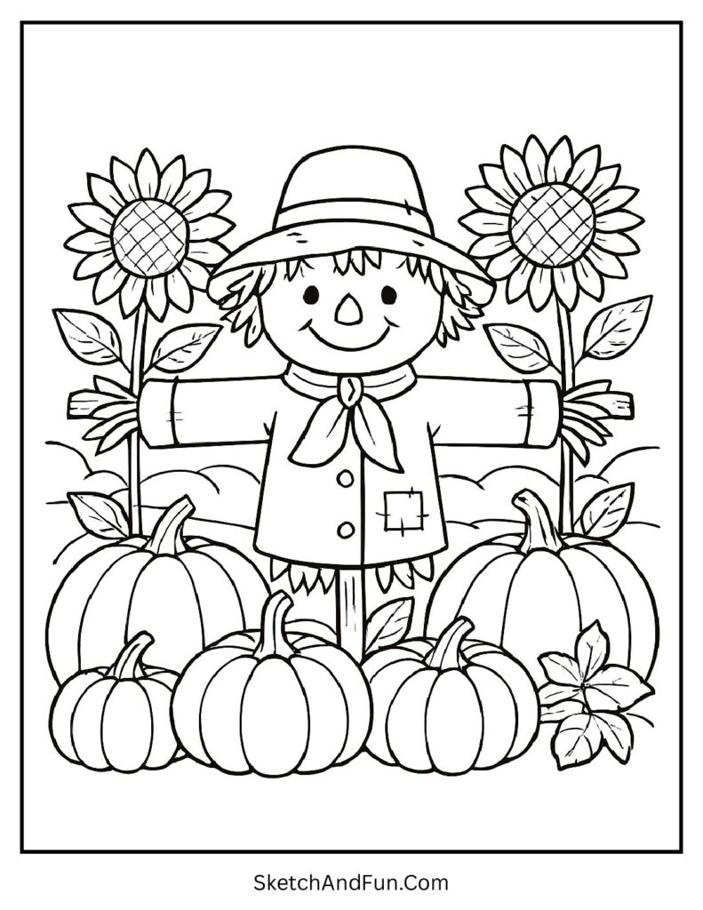 Pumpkin patch fun in scarecrow pumpkin coloring pages