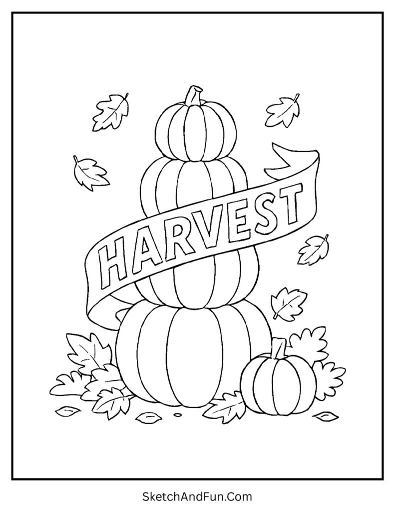 Stacked pumpkins for harvest harvest coloring pages.