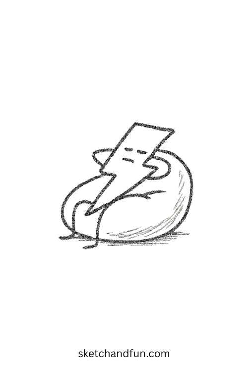 Lightning bolt lying on a bean bag โ random funny sketch idea for weather lovers