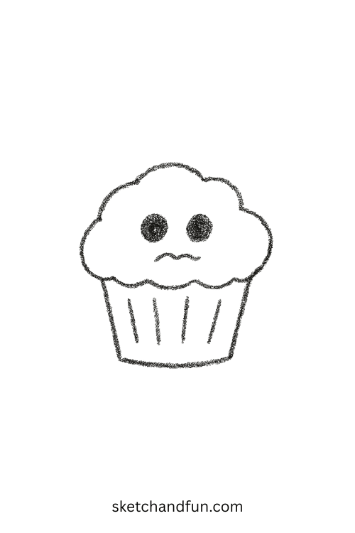Puffy muffin-shaped ghost, sweet girl ghost drawing concept