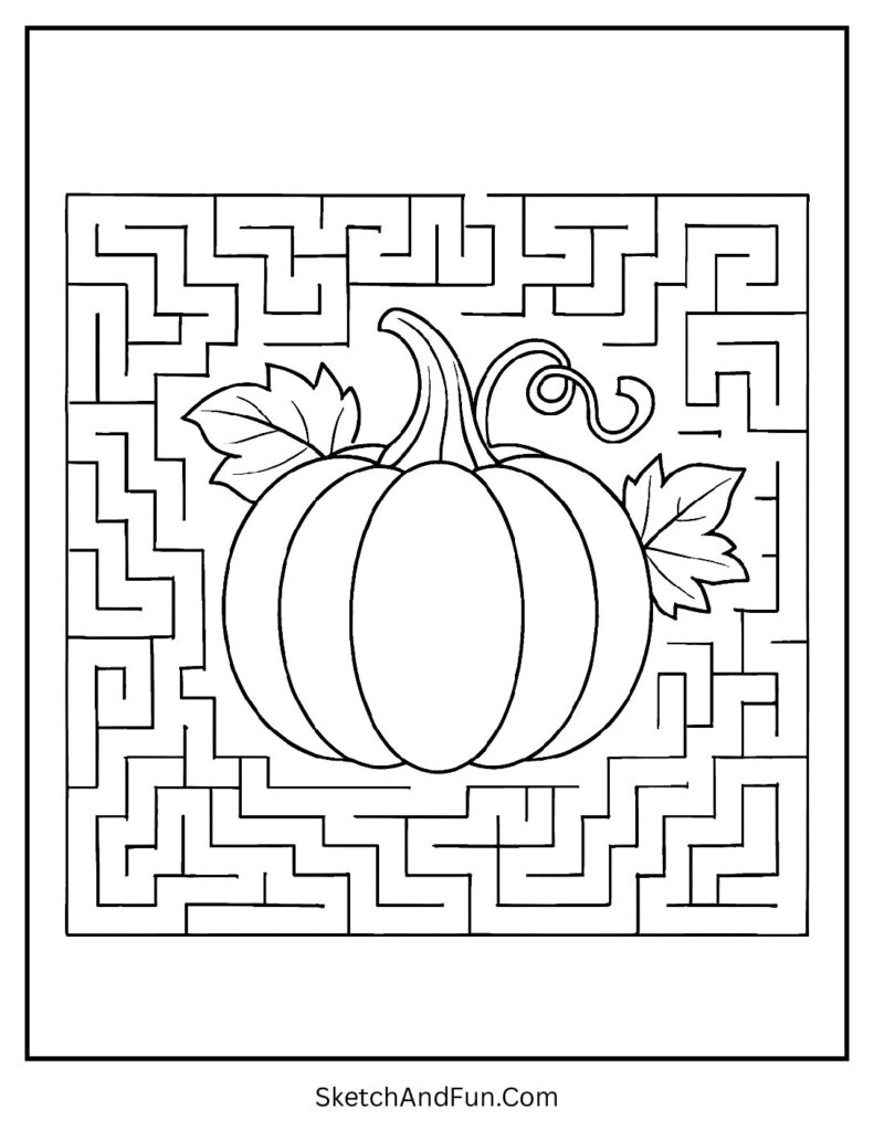 Maze of vines glowing pumpkins for pumpkin coloring pages and activities designs