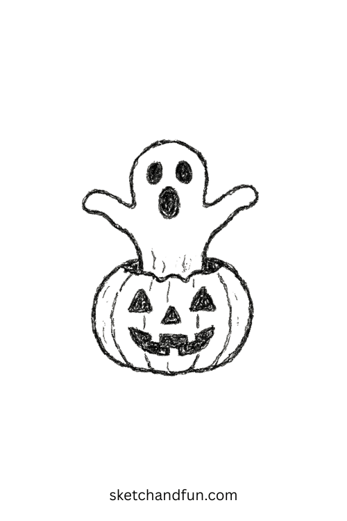 Ghost popping from pumpkin, silly choice for ghost face drawing lovers