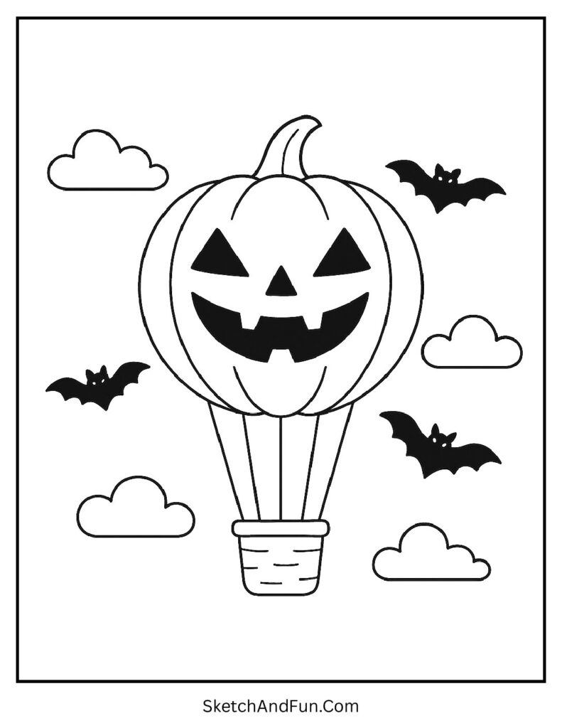 Pumpkin Hot Air Balloon Coloring Page 1 pdf