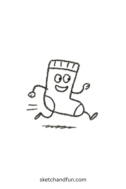 Sock escaping laundry basket in panic โ top choice for goofy character drawing ideas